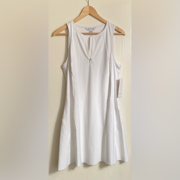 Athleta Ace Tennis Front Zip-Down Dress Spandex White Women Size Medium NWT - Picture 4 of 15